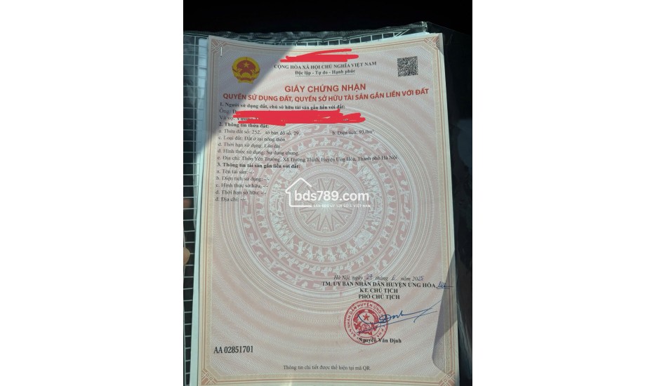 Bán lô đất đấu giá Trường Thịnh Ứng Hòa LK02-02 giá 44 triệu/m2